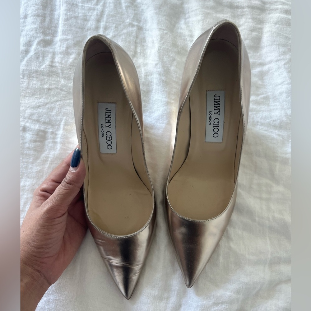 Jimmy Choo Metallic Gold Heels